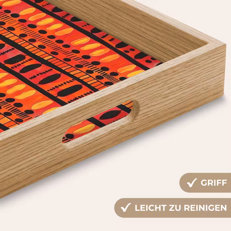 Tablett - Rot – Orange – Ethnisch – Ausdrucksstark – Muster — 5