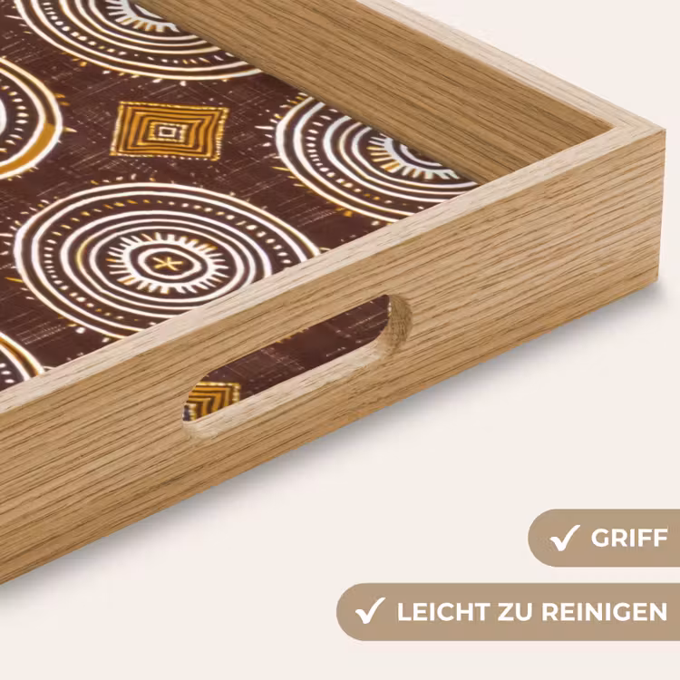 Tablett - Schokoladenbraun – Ethno – Tribal – Kreise – Muster — 5