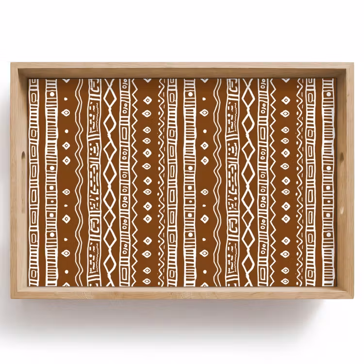 Tablett - Schokoladenbraun – Ethno – Tribal – Muster — 1