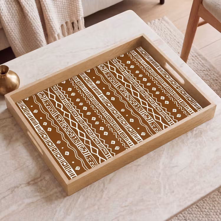 Tablett - Schokoladenbraun – Ethno – Tribal – Muster — 2