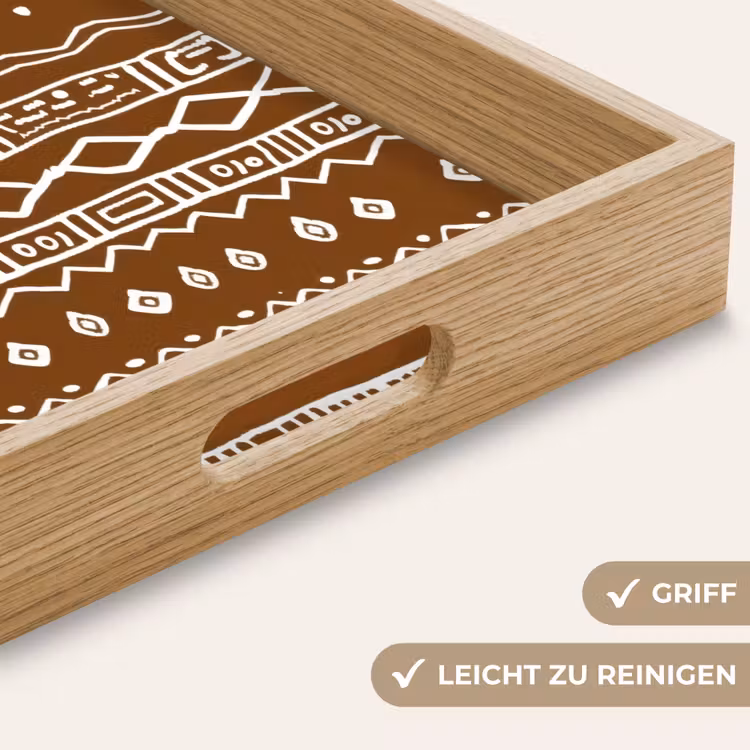 Tablett - Schokoladenbraun – Ethno – Tribal – Muster — 5