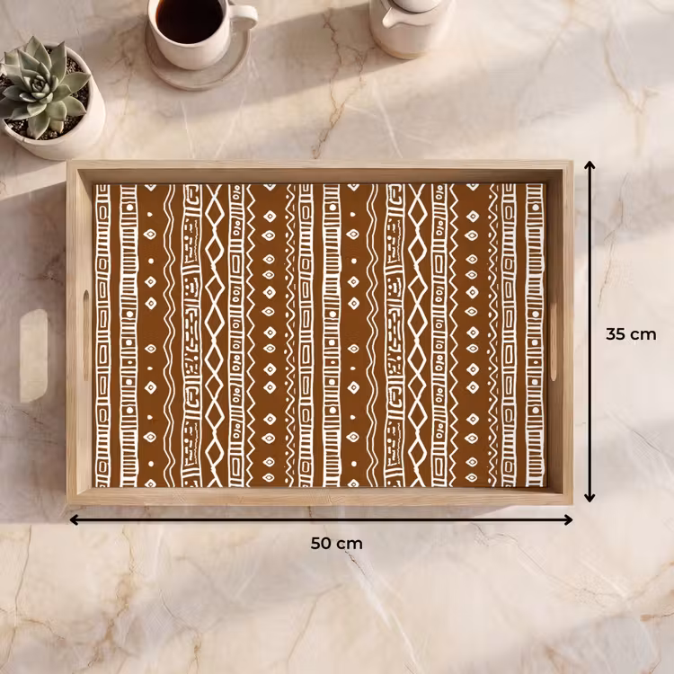 Tablett - Schokoladenbraun – Ethno – Tribal – Muster — 9
