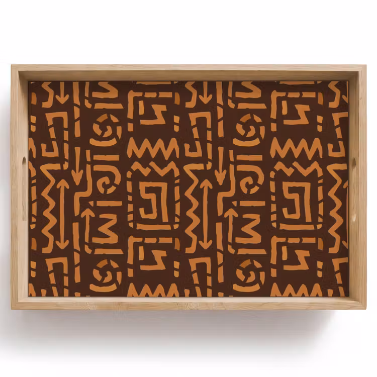 Tablett - Schokoladenbraun – Ethno – Tribal – Symbole — 1