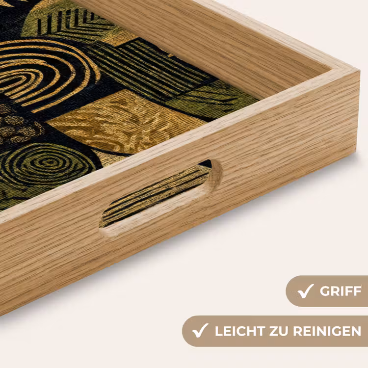 Tablett - Schwarz – Ockergelb – Botanisch – Textur — 5