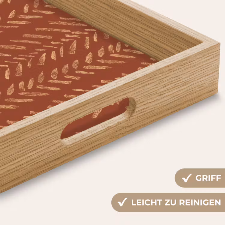Tablett - Terrakotta – Fischgrätmuster – Handgefertigt – Muster — 5