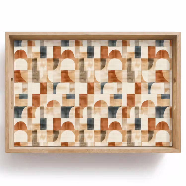 Tablett - Terrakotta – Geometrisch – Aquarell – Textur — 1