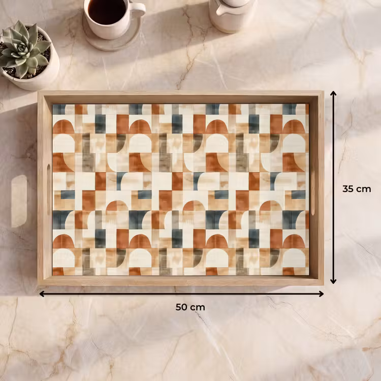 Tablett - Terrakotta – Geometrisch – Aquarell – Textur — 9