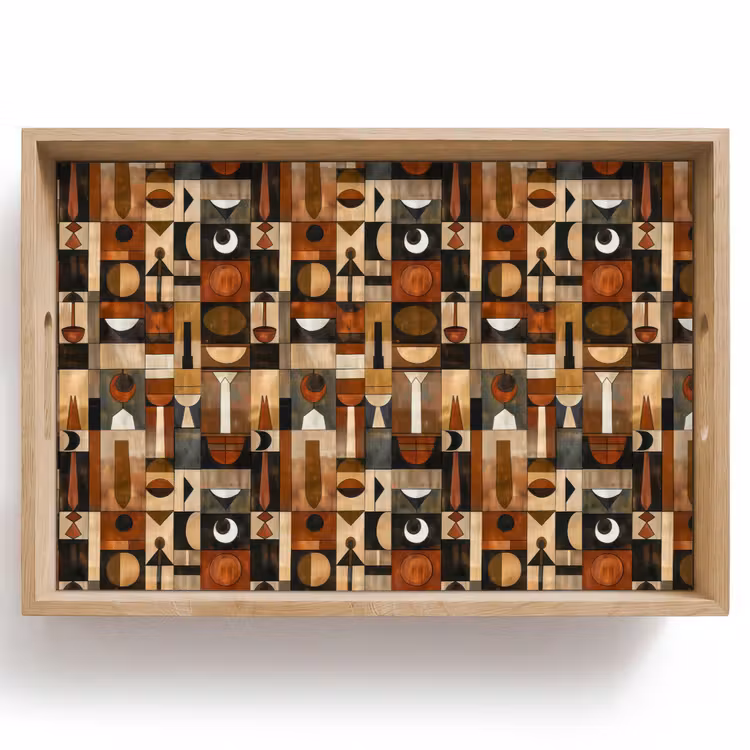 Tablett - Terrakotta – Geometrisch – Mid-Century – Muster — 1