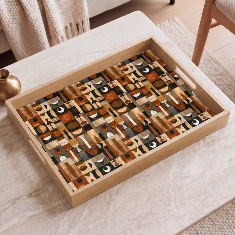 Tablett - Terrakotta – Geometrisch – Mid-Century – Muster — 2