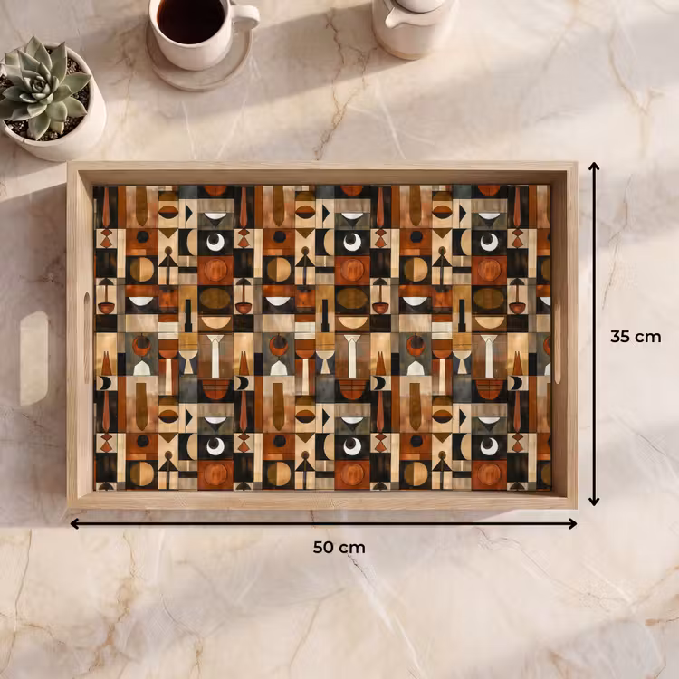 Tablett - Terrakotta – Geometrisch – Mid-Century – Muster — 9