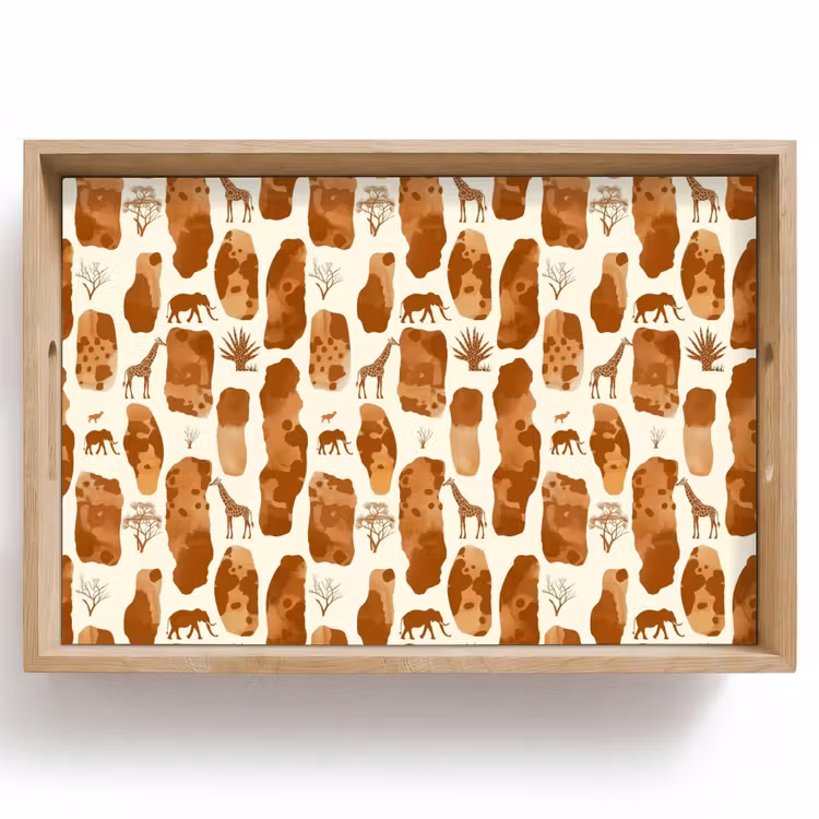 Tablett - Terrakotta – Safari – Tiere – Muster — 1