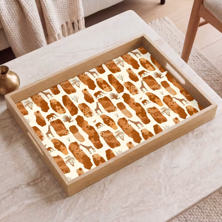 Tablett - Terrakotta – Safari – Tiere – Muster — 2