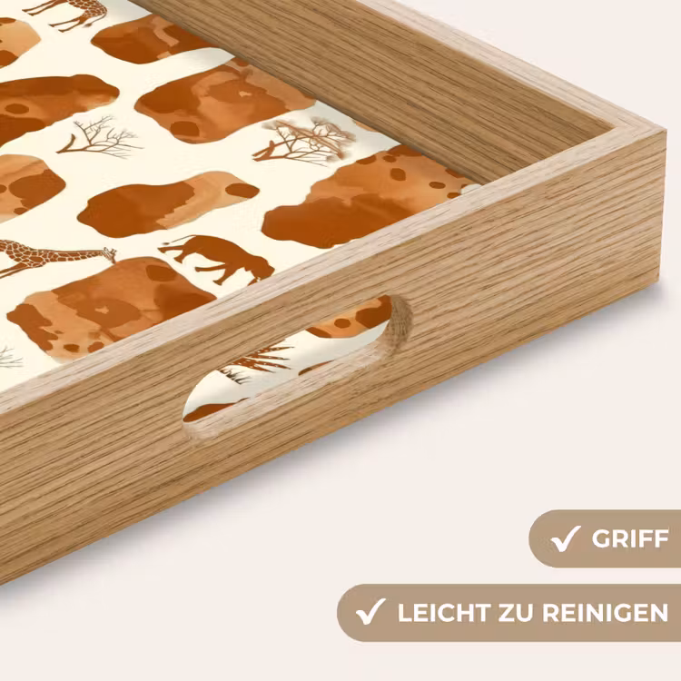 Tablett - Terrakotta – Safari – Tiere – Muster — 5