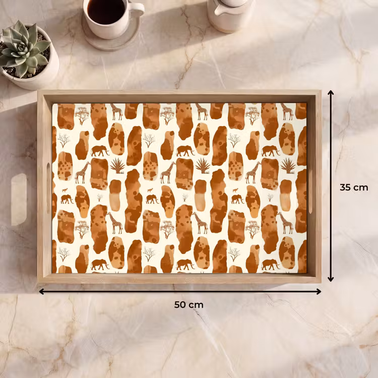 Tablett - Terrakotta – Safari – Tiere – Muster — 9