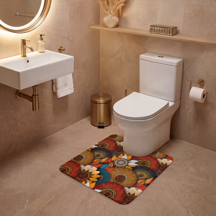 WC Vorleger - Farbenfroh – Aborigine – Punktmalerei – Botanisch – Muster — 4