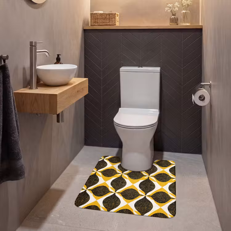 WC Vorleger - Gelb – Schwarz – Geometrisch – Retro – Struktur — 2