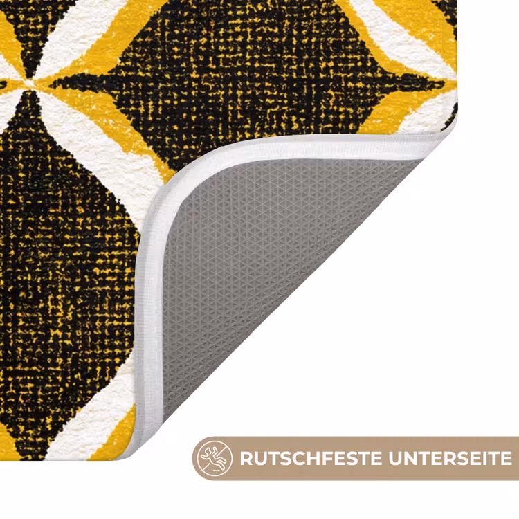 WC Vorleger - Gelb – Schwarz – Geometrisch – Retro – Struktur — 3