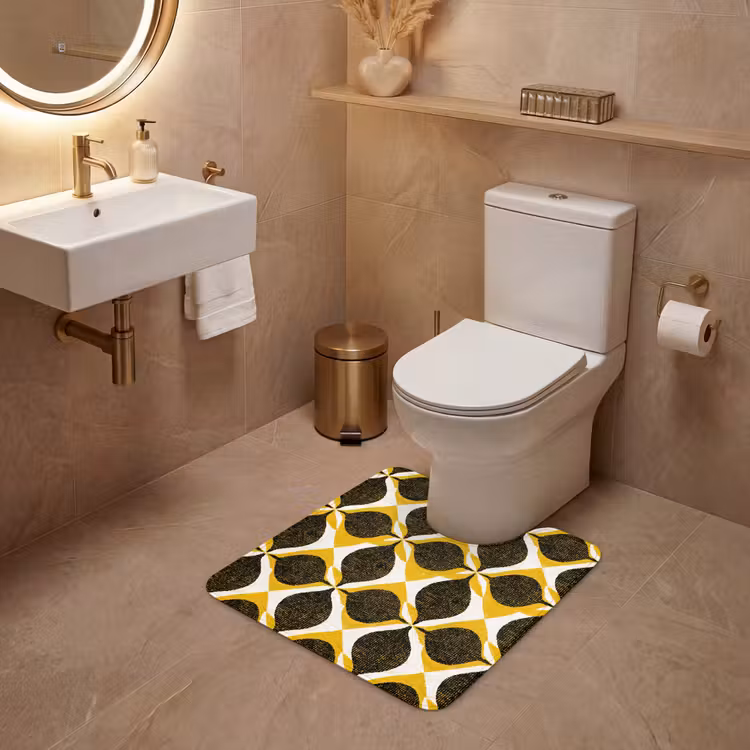 WC Vorleger - Gelb – Schwarz – Geometrisch – Retro – Struktur — 4