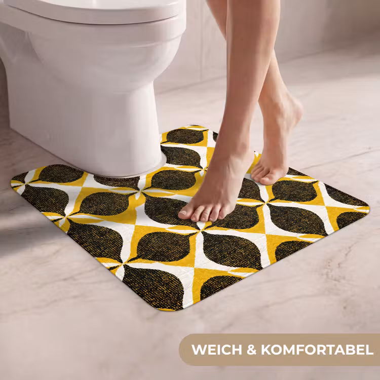 WC Vorleger - Gelb – Schwarz – Geometrisch – Retro – Struktur — 5