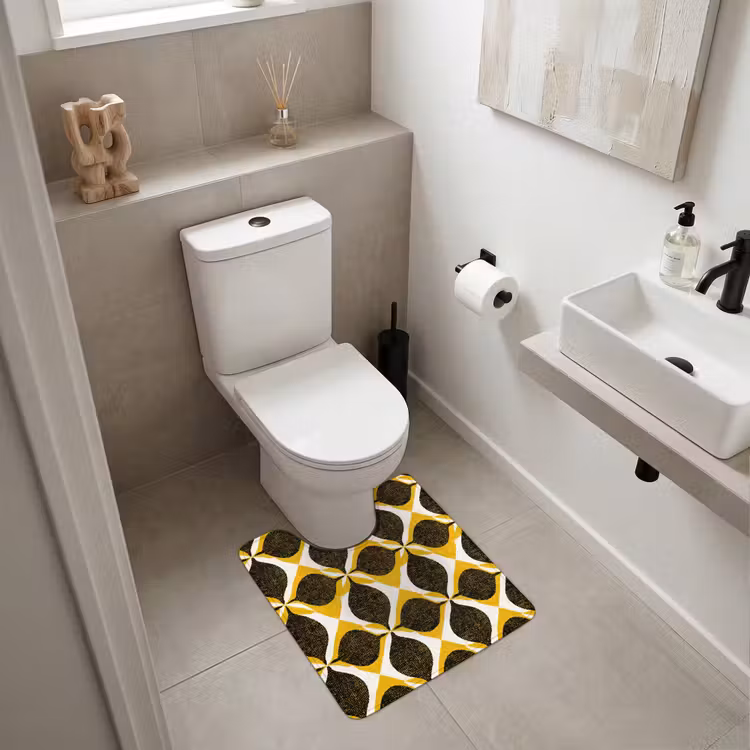 WC Vorleger - Gelb – Schwarz – Geometrisch – Retro – Struktur — 6