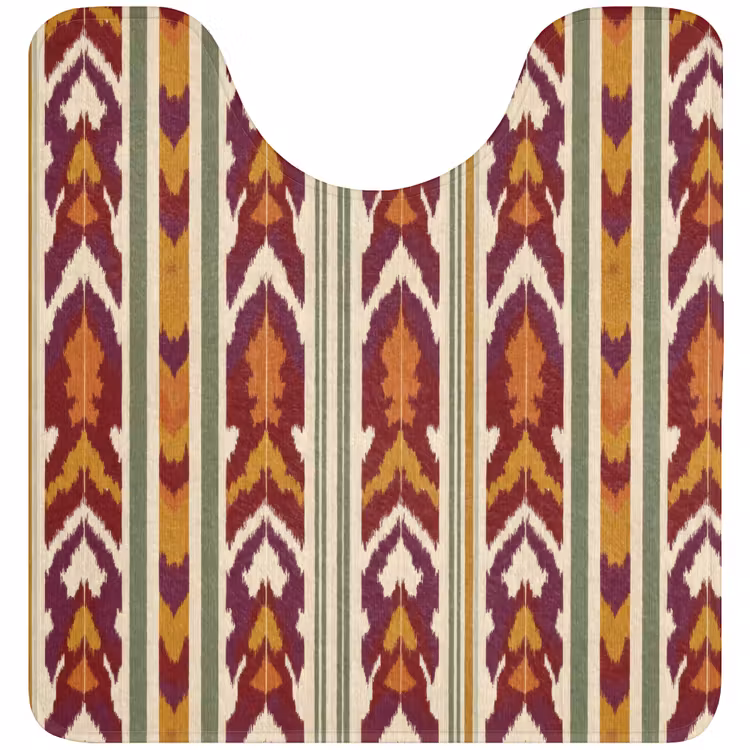 WC Vorleger - Ikat – Bordeauxrot – Ethno – Muster — 1