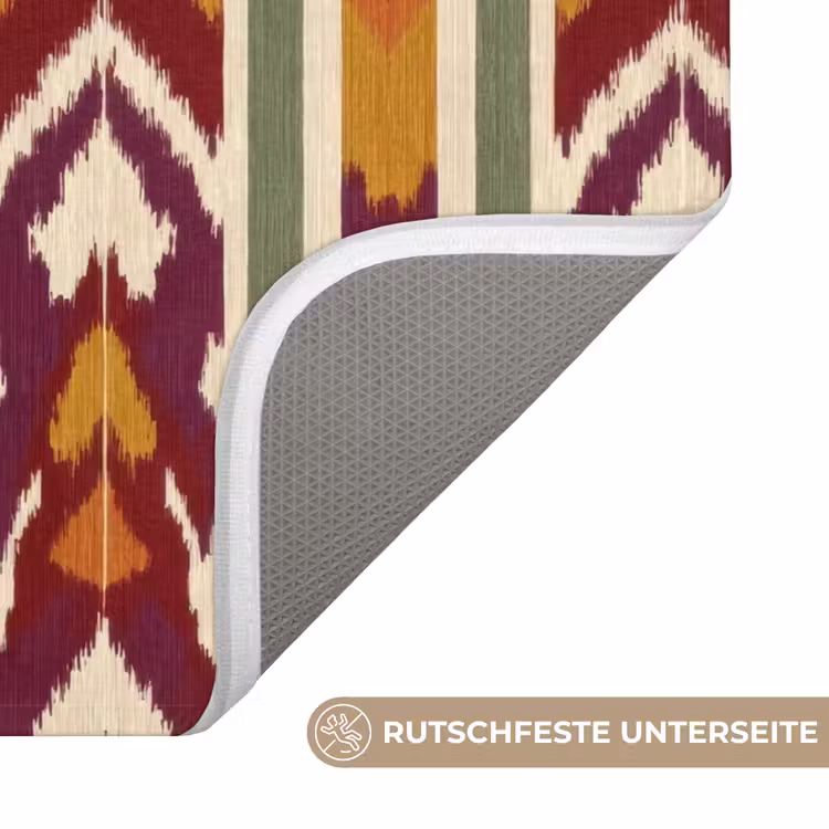 WC Vorleger - Ikat – Bordeauxrot – Ethno – Muster — 3