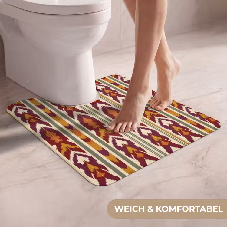 WC Vorleger - Ikat – Bordeauxrot – Ethno – Muster — 5