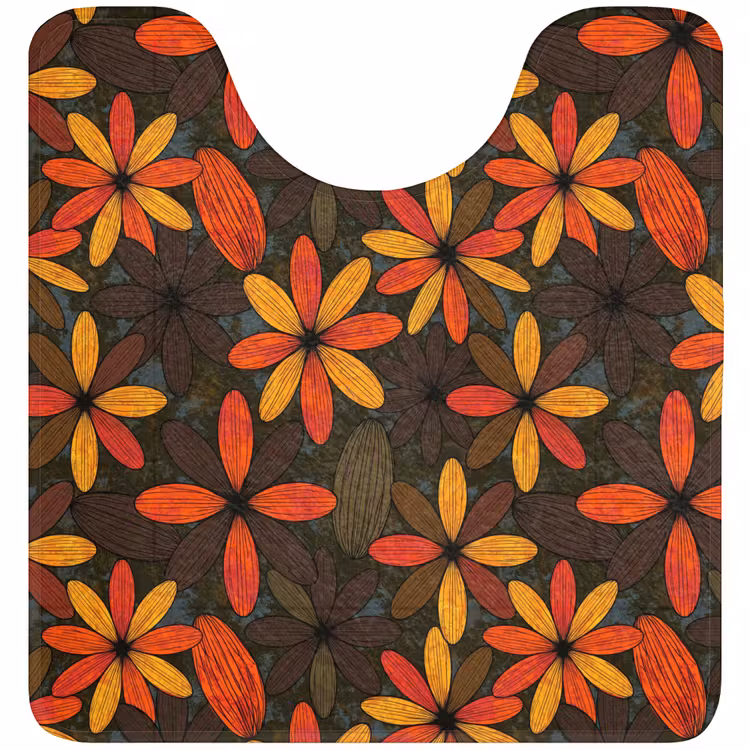 WC Vorleger - Orange – Retro – Blumen – Herbst — 1