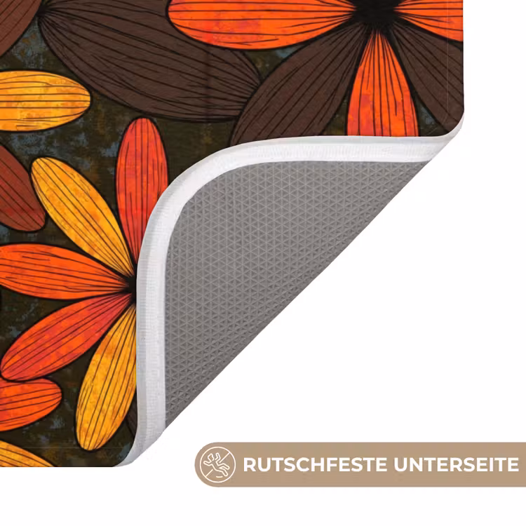 WC Vorleger - Orange – Retro – Blumen – Herbst — 3