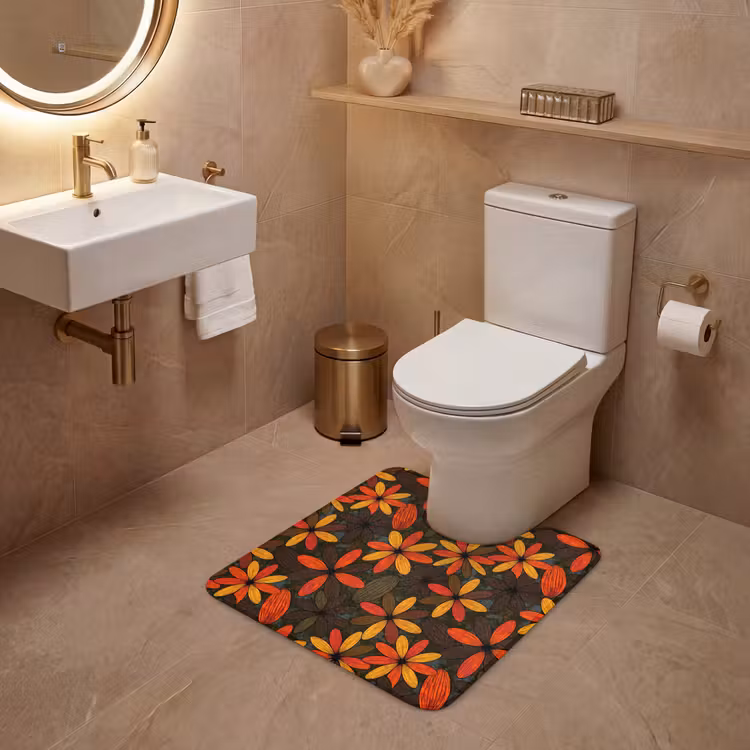 WC Vorleger - Orange – Retro – Blumen – Herbst — 4