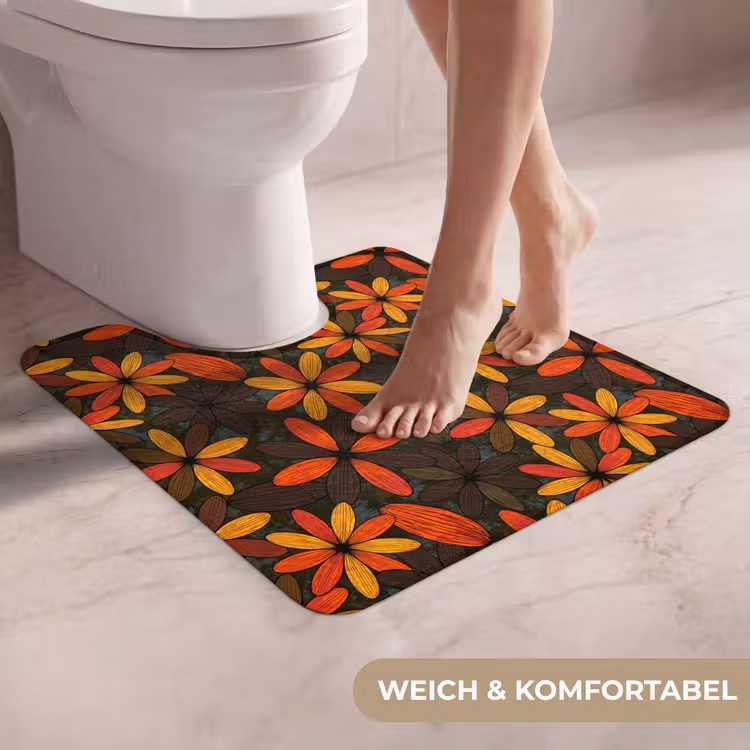 WC Vorleger - Orange – Retro – Blumen – Herbst — 5