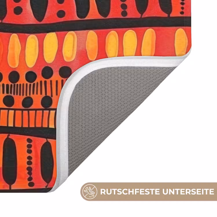WC Vorleger - Rot – Orange – Ethnisch – Ausdrucksstark – Muster — 3