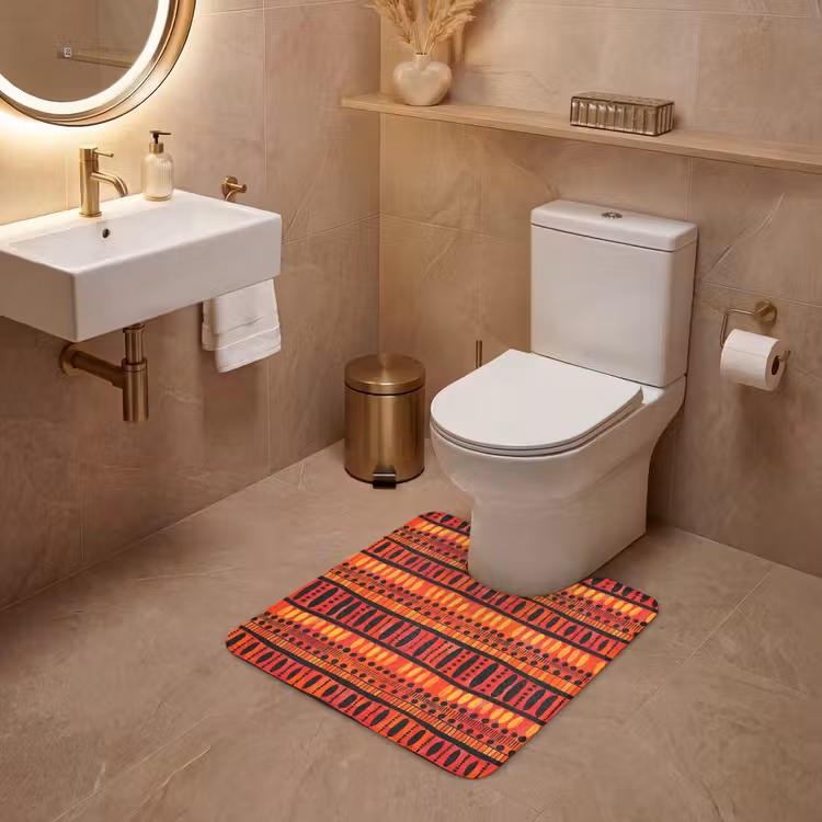 WC Vorleger - Rot – Orange – Ethnisch – Ausdrucksstark – Muster — 4