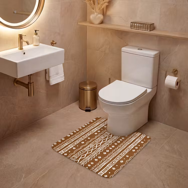 WC Vorleger - Schokoladenbraun – Ethno – Tribal – Muster — 4