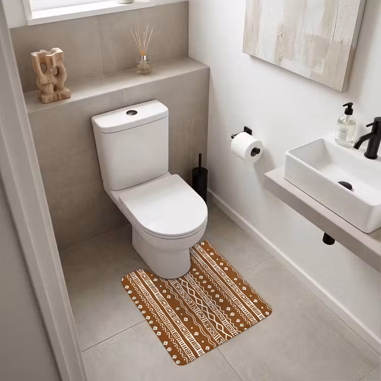 WC Vorleger - Schokoladenbraun – Ethno – Tribal – Muster — 6