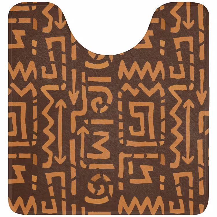 WC Vorleger - Schokoladenbraun – Ethno – Tribal – Symbole — 1