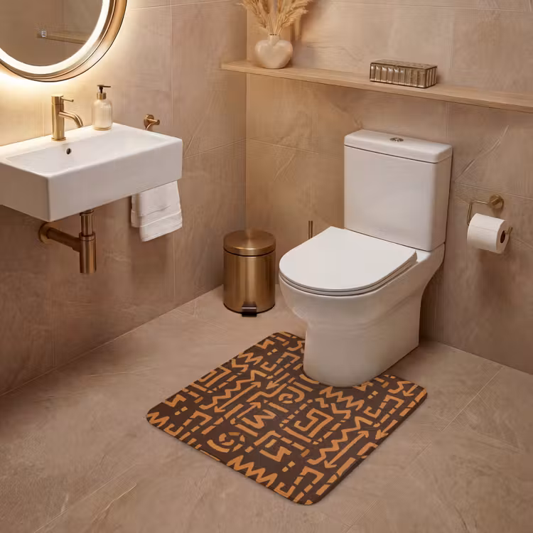 WC Vorleger - Schokoladenbraun – Ethno – Tribal – Symbole — 4