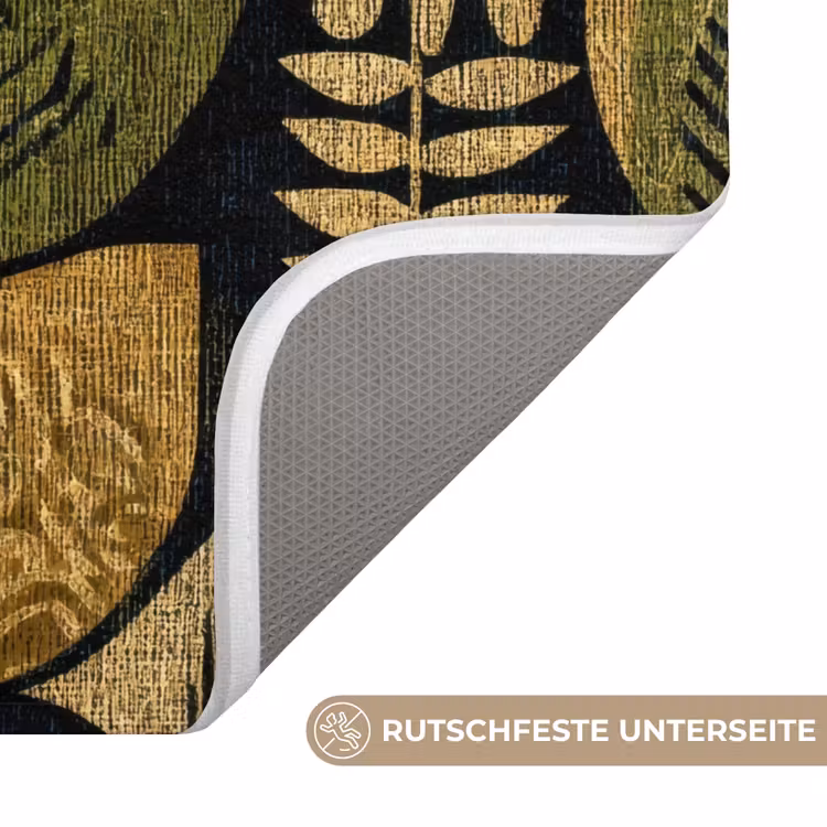 WC Vorleger - Schwarz – Ockergelb – Botanisch – Textur — 3