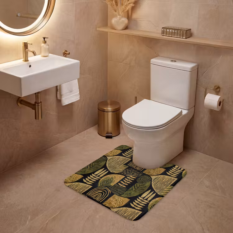 WC Vorleger - Schwarz – Ockergelb – Botanisch – Textur — 4