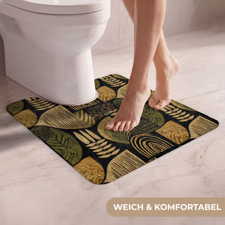 WC Vorleger - Schwarz – Ockergelb – Botanisch – Textur — 5