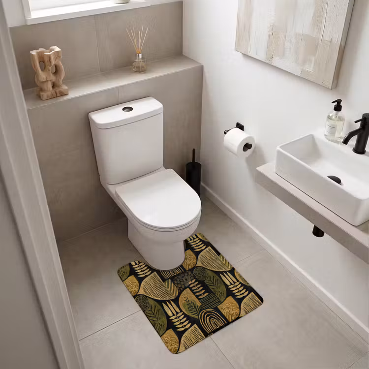 WC Vorleger - Schwarz – Ockergelb – Botanisch – Textur — 6