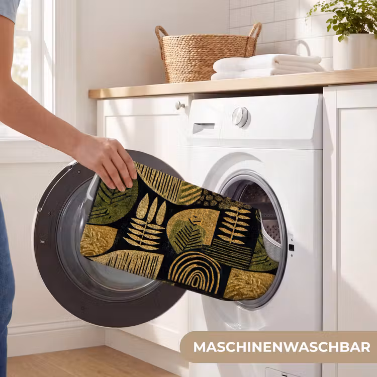 WC Vorleger - Schwarz – Ockergelb – Botanisch – Textur — 7