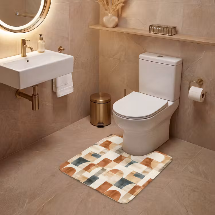 WC Vorleger - Terrakotta – Geometrisch – Aquarell – Textur — 4