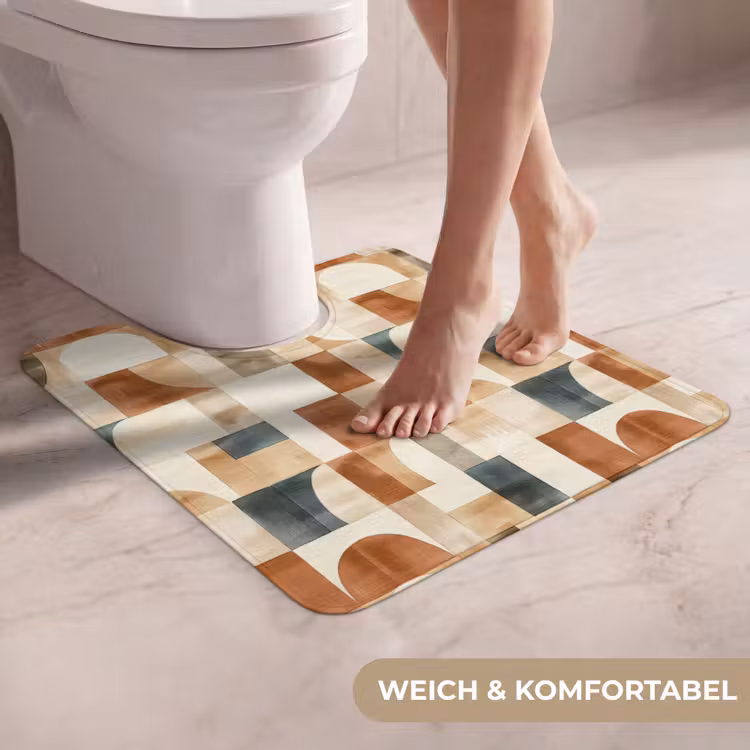 WC Vorleger - Terrakotta – Geometrisch – Aquarell – Textur — 5