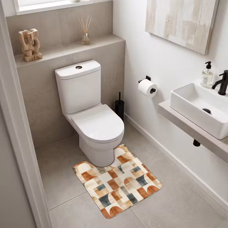 WC Vorleger - Terrakotta – Geometrisch – Aquarell – Textur — 6