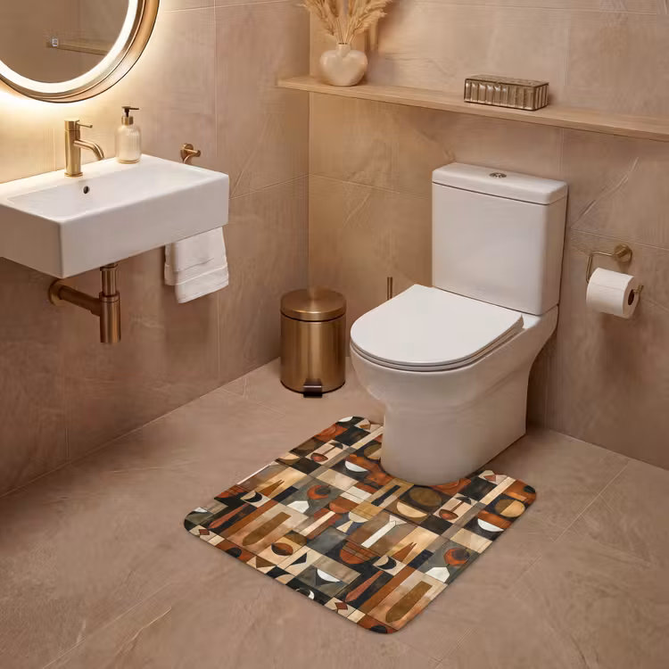 WC Vorleger - Terrakotta – Geometrisch – Mid-Century – Muster — 4