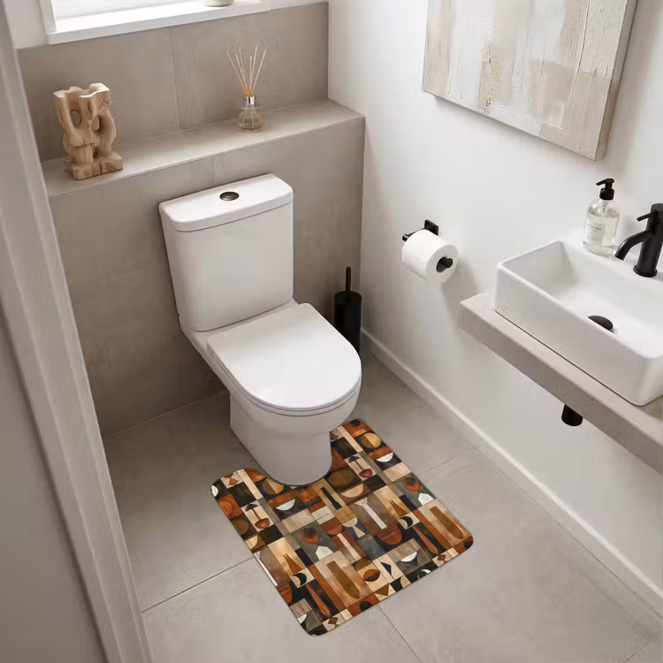 WC Vorleger - Terrakotta – Geometrisch – Mid-Century – Muster — 6