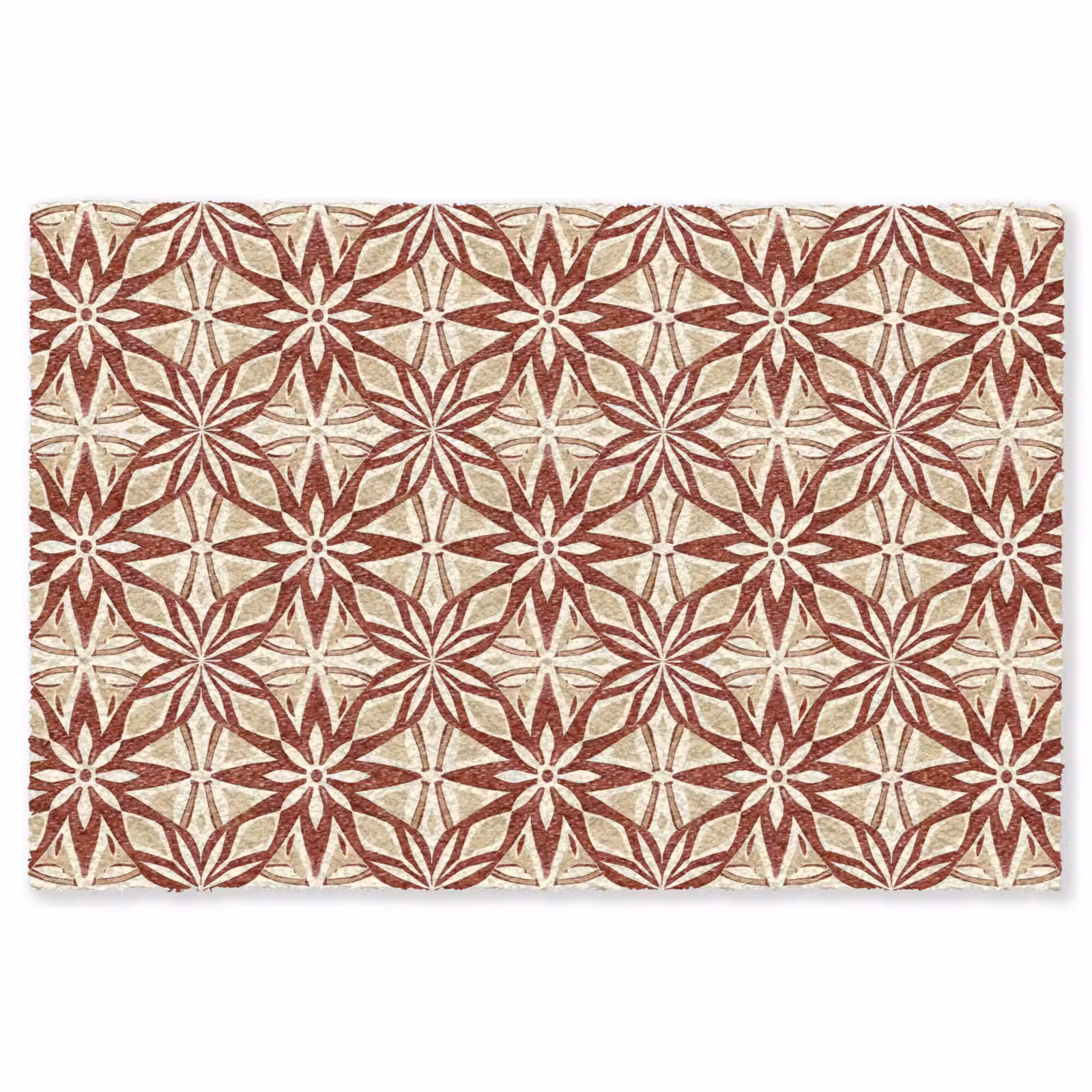 Teppich - Bordeauxrot – Geometrisch – Fliese – Muster — 1