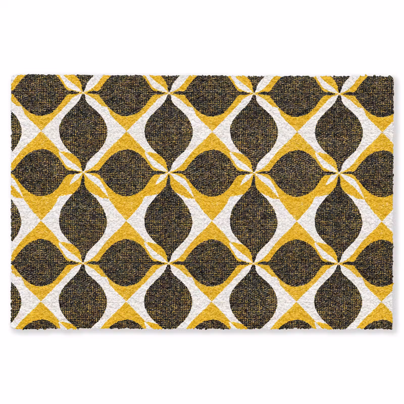 Teppich - Gelb – Schwarz – Geometrisch – Retro – Struktur — 1