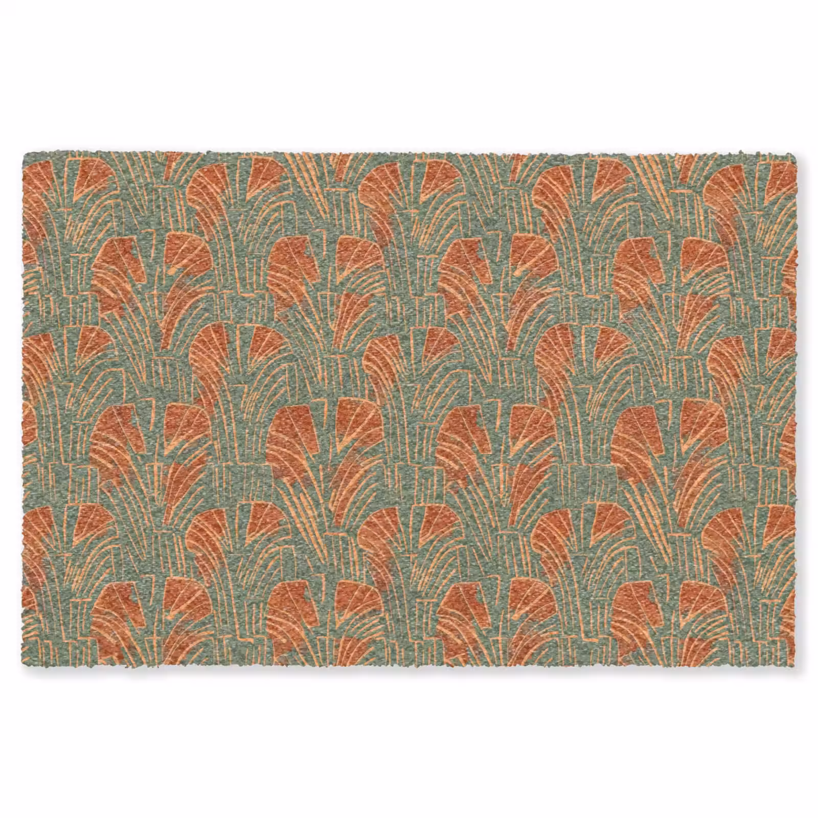 Teppich - Grün – Terrakotta – Deko – Fächer — 1